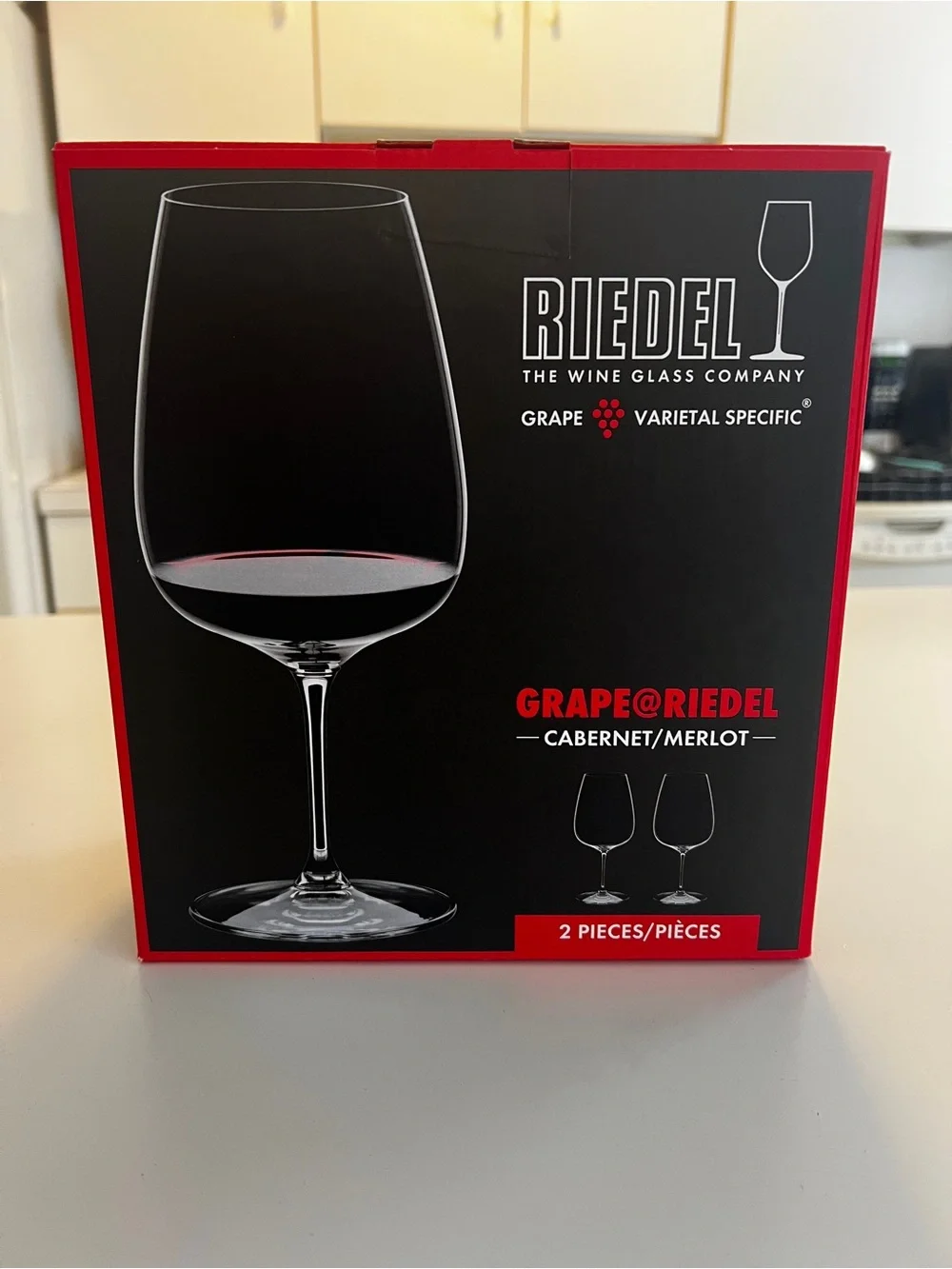 Riedel Cabernet/Merlot Wine Glasses - Black & Red Packaging